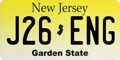NJ license plate J26ENG
