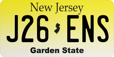 NJ license plate J26ENS
