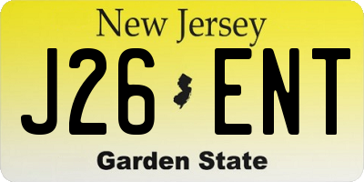NJ license plate J26ENT