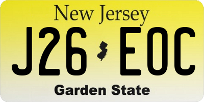 NJ license plate J26EOC