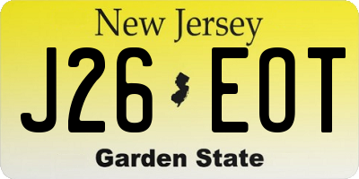 NJ license plate J26EOT