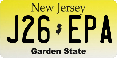 NJ license plate J26EPA