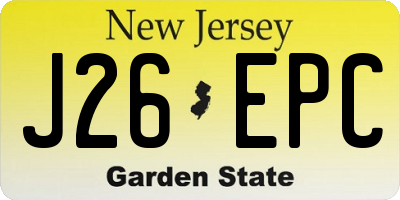 NJ license plate J26EPC