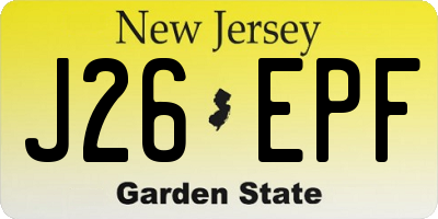 NJ license plate J26EPF