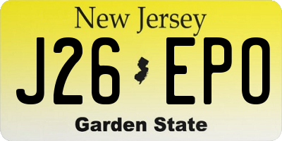 NJ license plate J26EPO