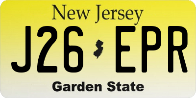 NJ license plate J26EPR
