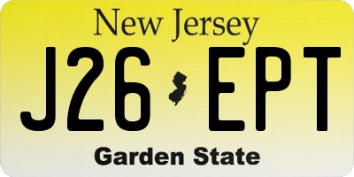 NJ license plate J26EPT