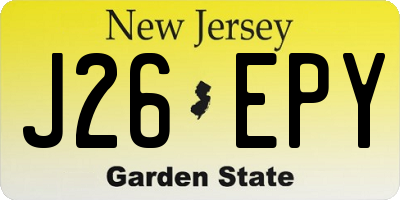 NJ license plate J26EPY