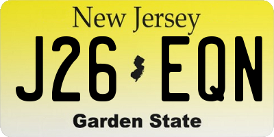 NJ license plate J26EQN