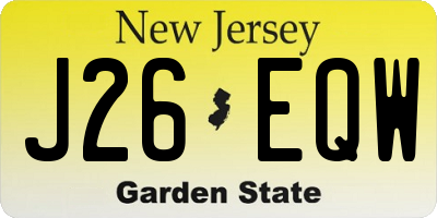 NJ license plate J26EQW