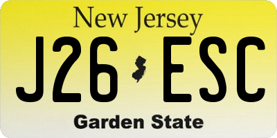 NJ license plate J26ESC
