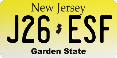 NJ license plate J26ESF
