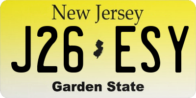 NJ license plate J26ESY