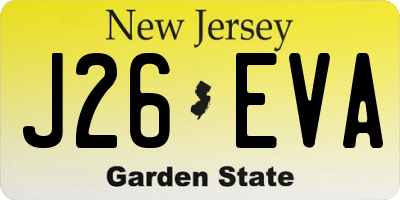 NJ license plate J26EVA