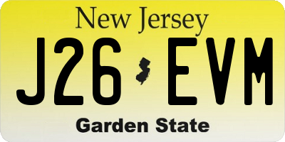 NJ license plate J26EVM