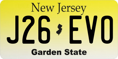 NJ license plate J26EVO