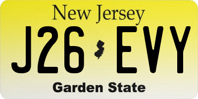 NJ license plate J26EVY