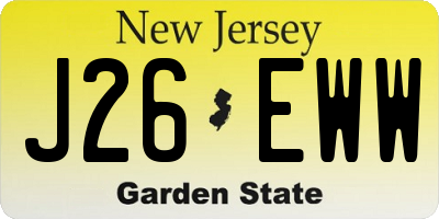 NJ license plate J26EWW