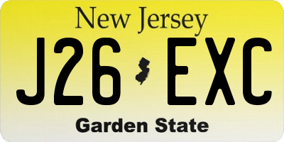 NJ license plate J26EXC