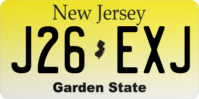NJ license plate J26EXJ
