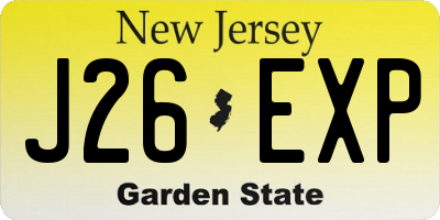 NJ license plate J26EXP