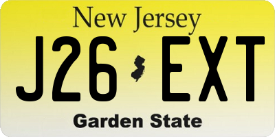NJ license plate J26EXT