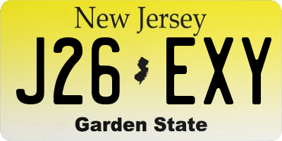 NJ license plate J26EXY