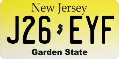 NJ license plate J26EYF