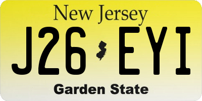 NJ license plate J26EYI