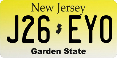 NJ license plate J26EYO