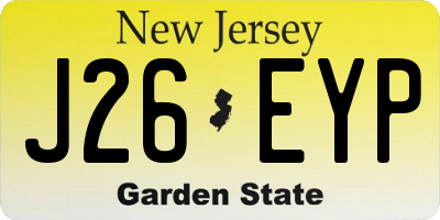 NJ license plate J26EYP