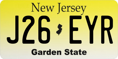 NJ license plate J26EYR