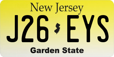 NJ license plate J26EYS