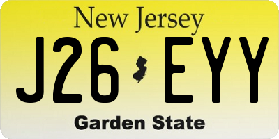 NJ license plate J26EYY
