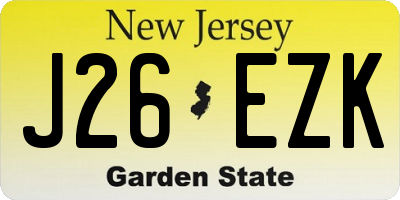NJ license plate J26EZK