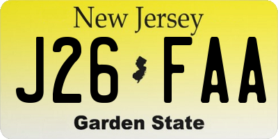 NJ license plate J26FAA