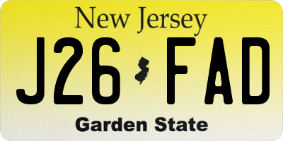 NJ license plate J26FAD