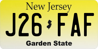 NJ license plate J26FAF