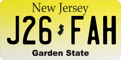 NJ license plate J26FAH