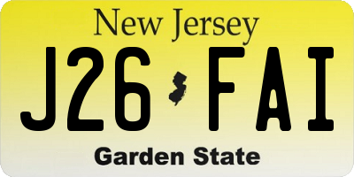 NJ license plate J26FAI
