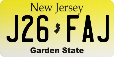 NJ license plate J26FAJ