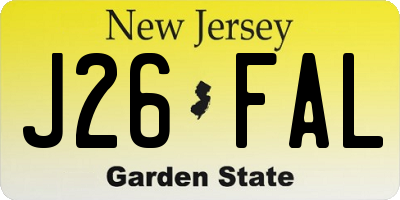 NJ license plate J26FAL