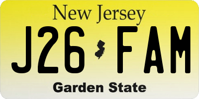 NJ license plate J26FAM