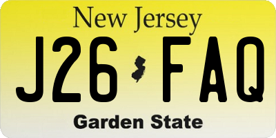 NJ license plate J26FAQ