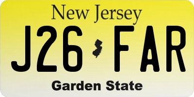 NJ license plate J26FAR