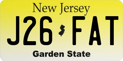 NJ license plate J26FAT