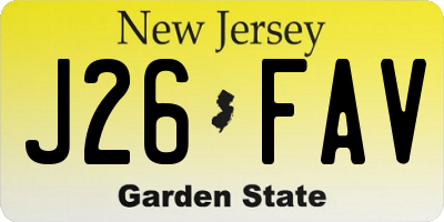 NJ license plate J26FAV