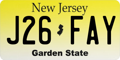 NJ license plate J26FAY