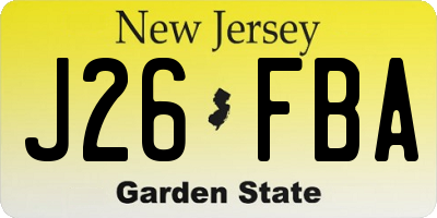 NJ license plate J26FBA
