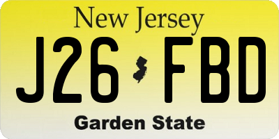 NJ license plate J26FBD